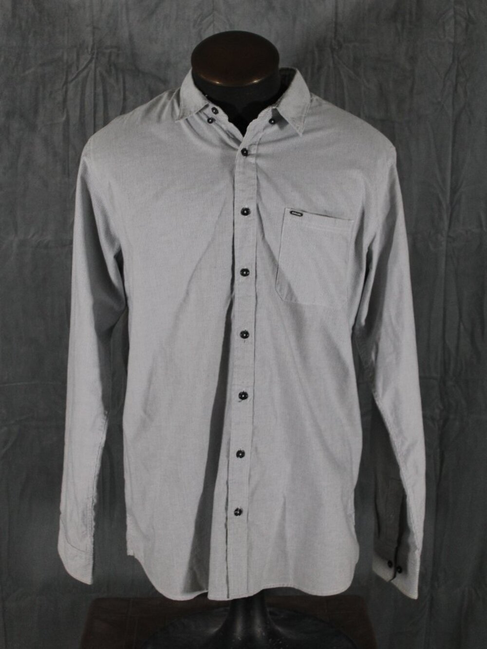 Long Sleeve Shirt - O'Neill Grey and White Pin Stripe - Men's XL
